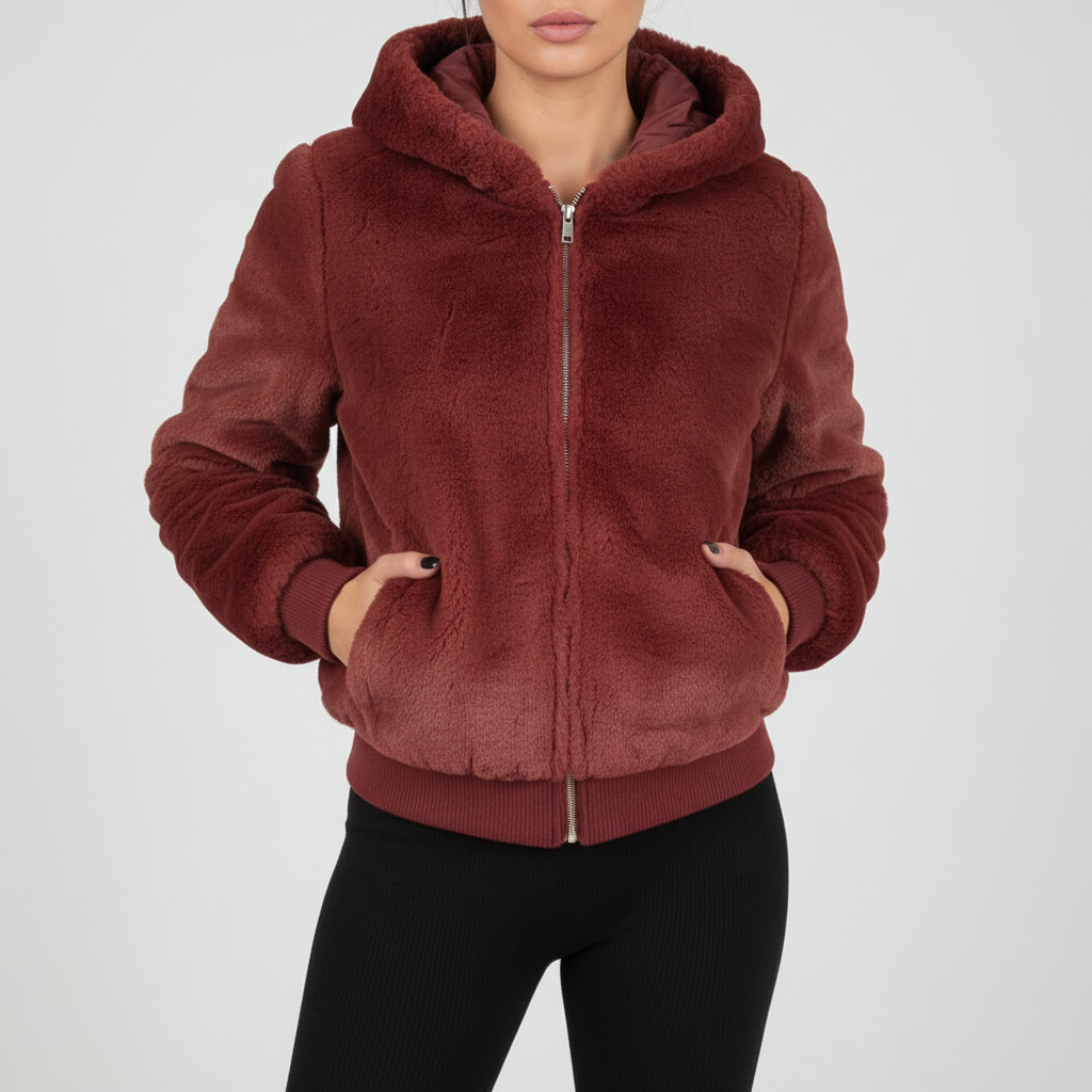 Fluffy Hooded Cardigan - Christina