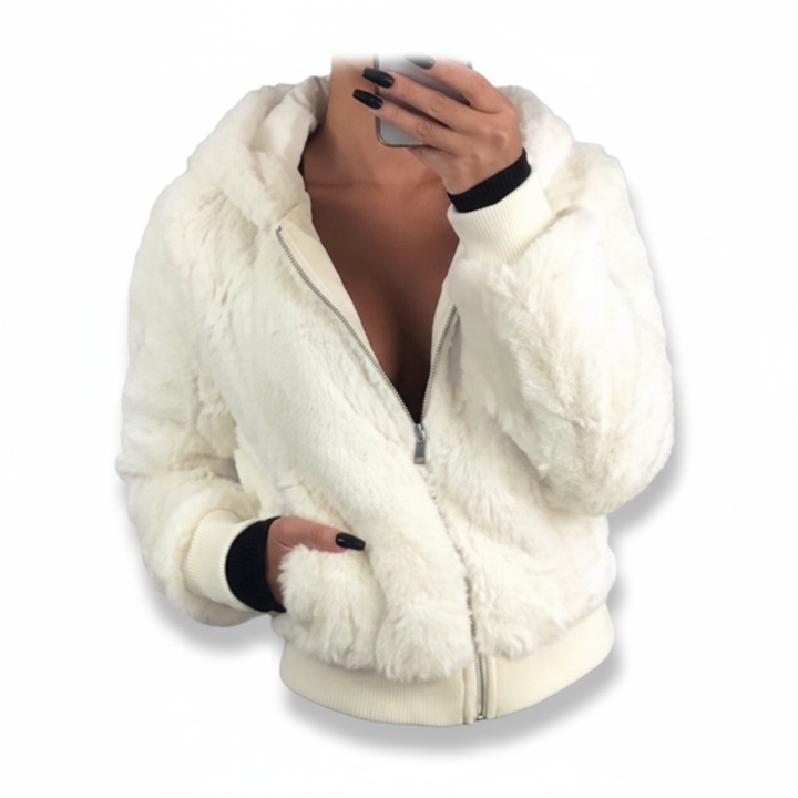 Fluffy Hooded Cardigan - Christina