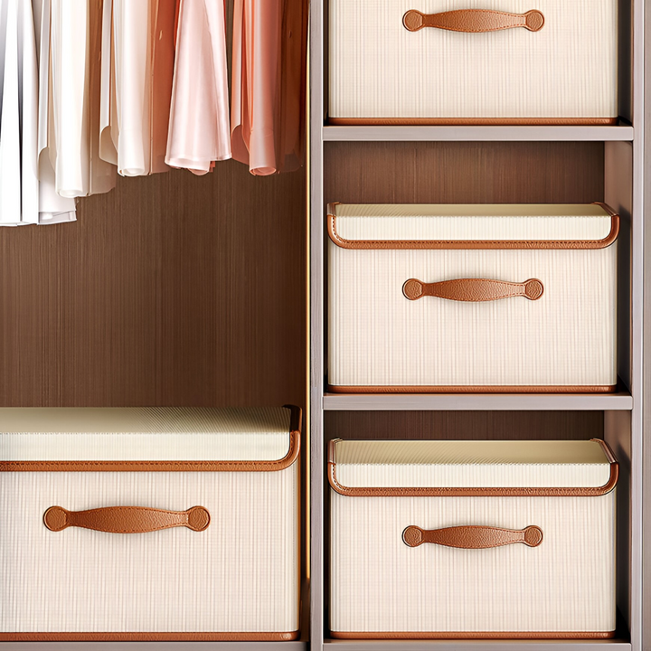 Lorvane – Foldable Storage Box with Lid and Leather Handles