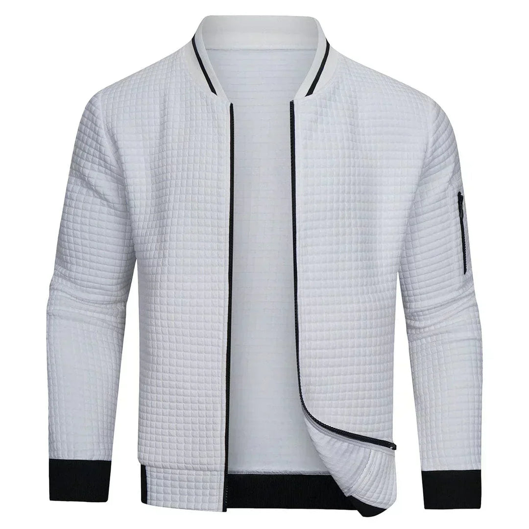 Structured Quilted Diamond Cardigan with Full-Length Zip - Mitchell
