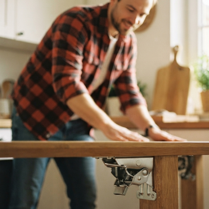 Folding Table Leg Brackets 90° with Auto-Lock – Set of 2, Up to 225 kg Load Capacity