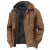 Men's Winter Jacket with Detachable Hood - Warm Layer with Full-Length Zip
