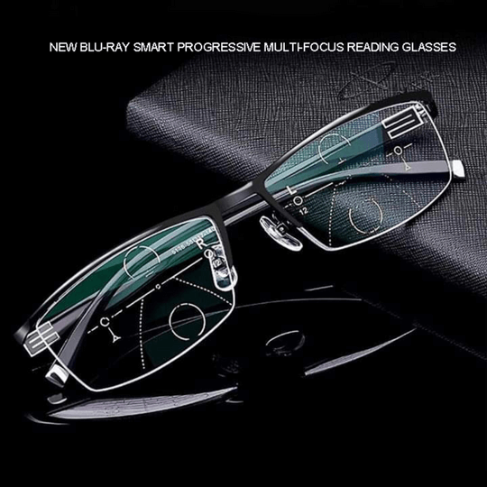 Progressive Reading Glasses for Near and Far Vision, with Anti-Reflective Coating and UV Protection