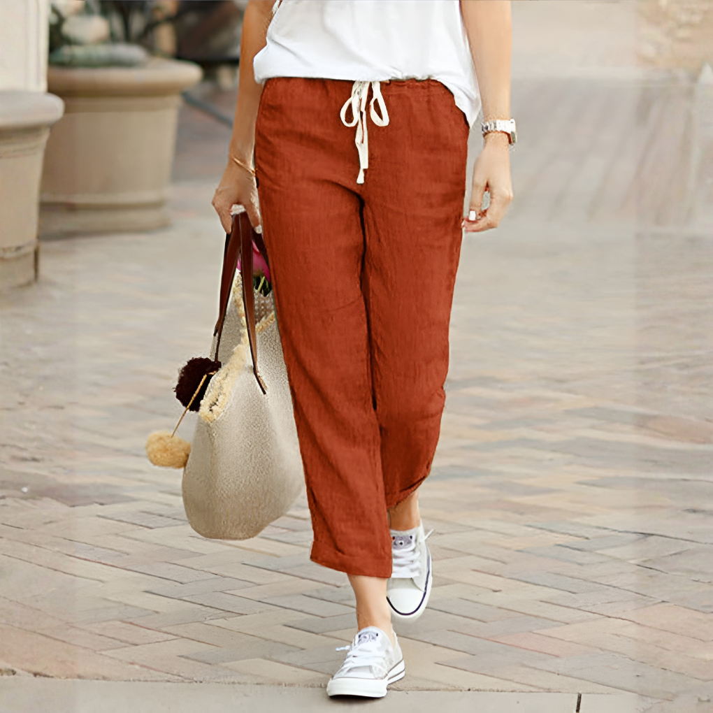 Women’s Straight-Leg Trousers with Elastic Waist