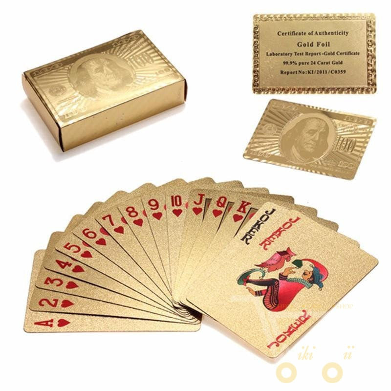 24K Gold-Plated Playing Cards with Wooden Box