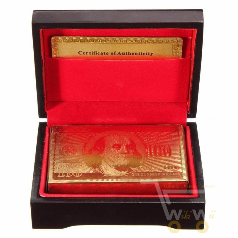 24K Gold-Plated Playing Cards with Wooden Box
