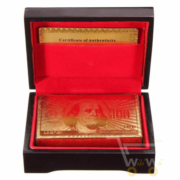 24K Gold-Plated Playing Cards with Wooden Box