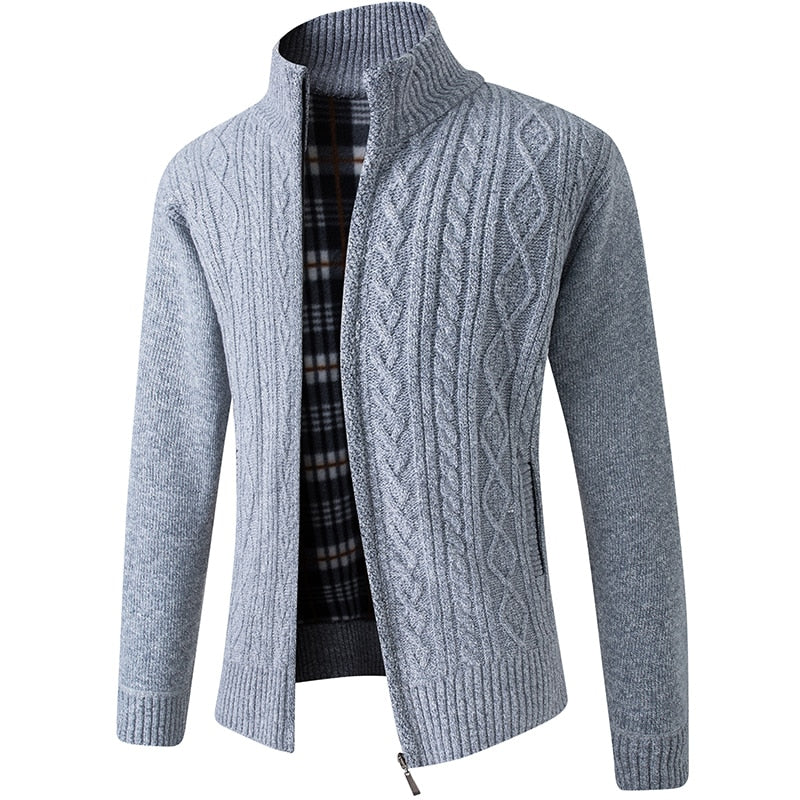 Lined Zip-Up Knitted Cardigan for Men - Victor