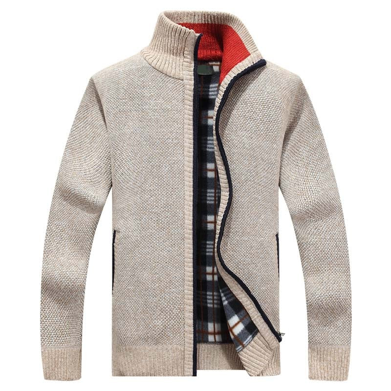 Lined Zip-Up Knitted Cardigan for Men - Victor