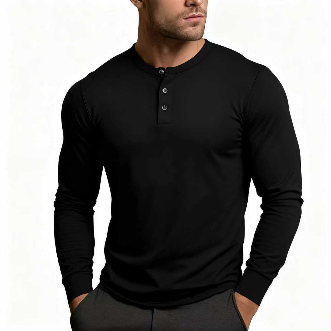 Men's Henley Shirt | Slim Fit, Long-Sleeved with Button Placket