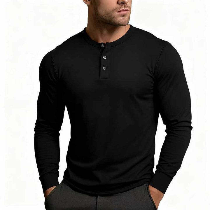 Men's Henley Shirt | Slim Fit, Long-Sleeved with Button Placket