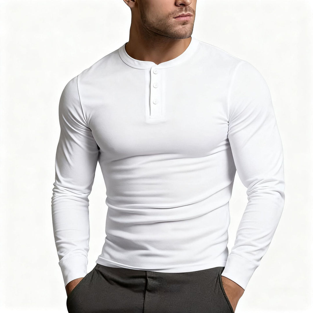 Men's Henley Shirt | Slim Fit, Long-Sleeved with Button Placket