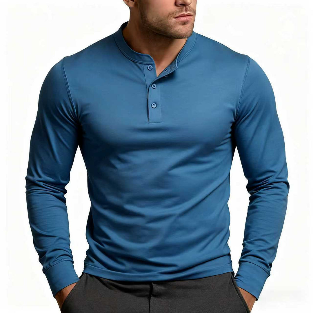 Men's Henley Shirt | Slim Fit, Long-Sleeved with Button Placket