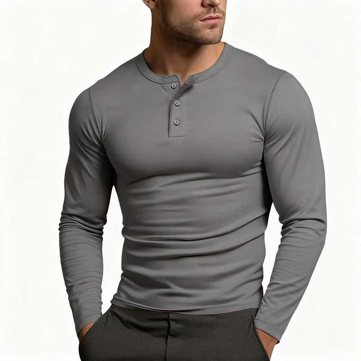 Men's Henley Shirt | Slim Fit, Long-Sleeved with Button Placket