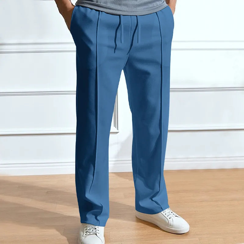 Men's slim-fit trousers with elasticated drawstring waistband