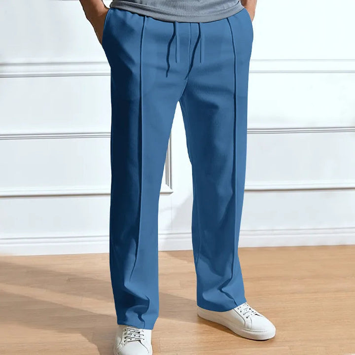 Men's slim-fit trousers with elasticated drawstring waistband
