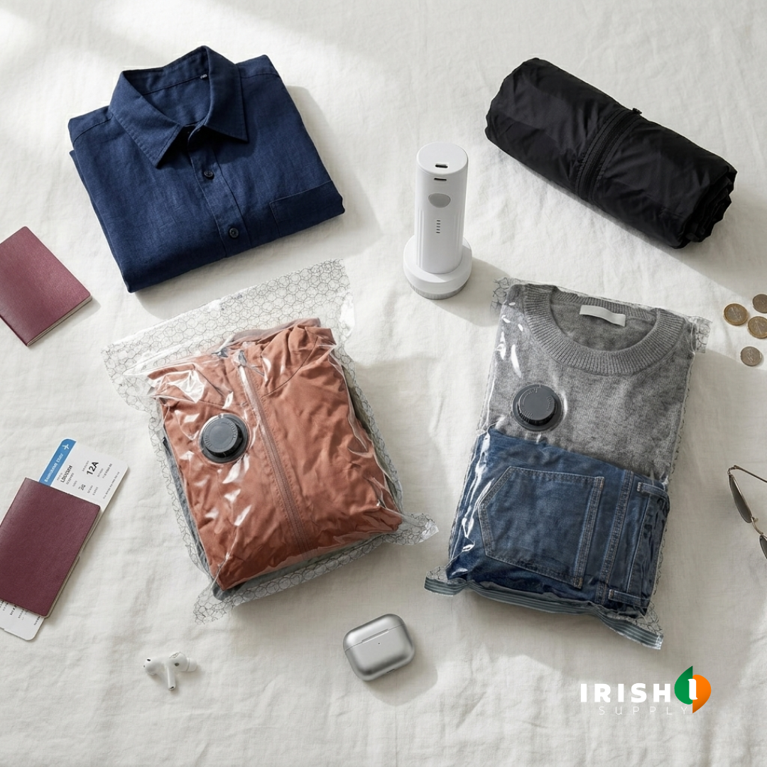 Electric travel vacuum pump and compression bag set
