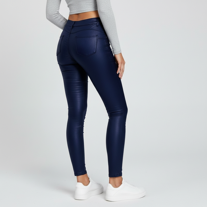 High-Waisted Leather Trousers - Emilia