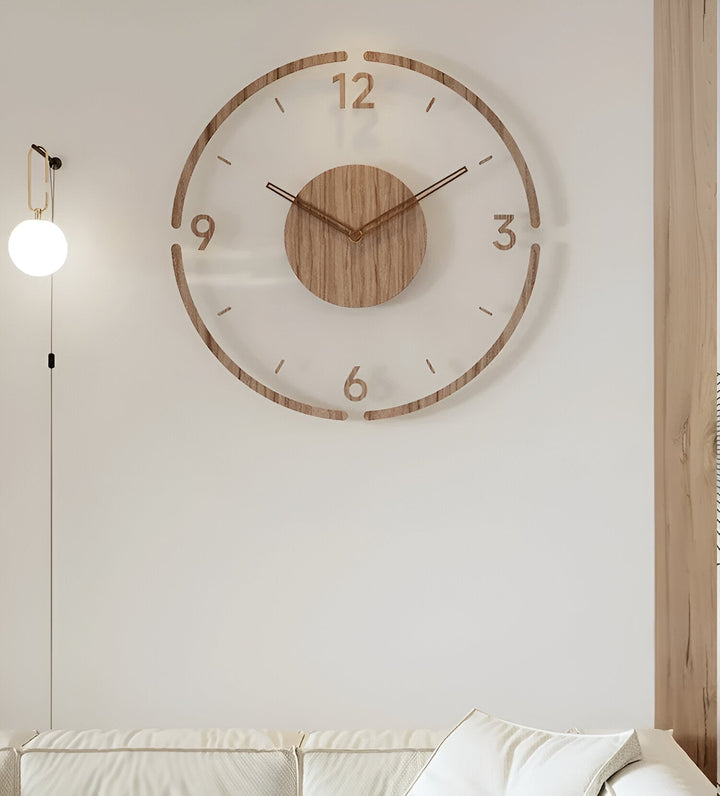 ClearWood Silent Wall Clock – Contemporary Design in Wood and Acrylic