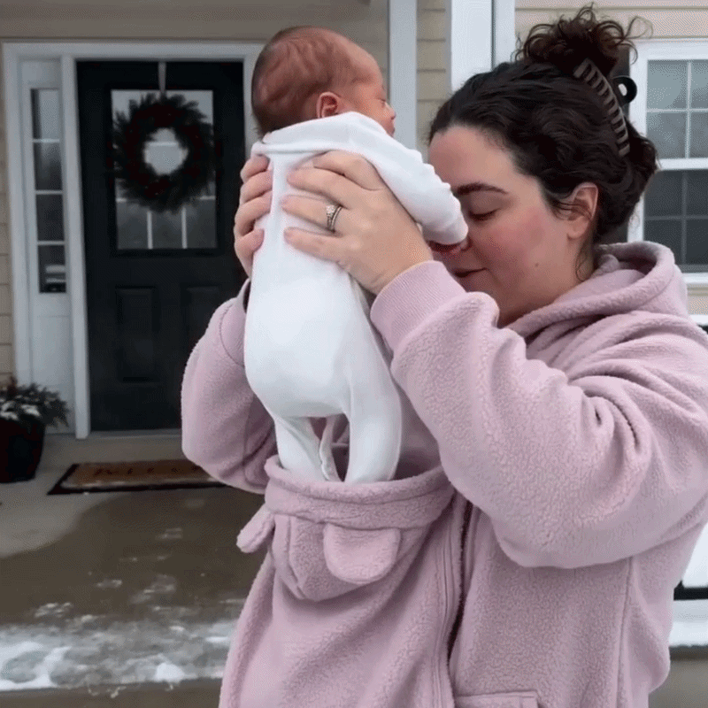 Soft Fleece Baby-Carrying Hoodie with Front Pouch