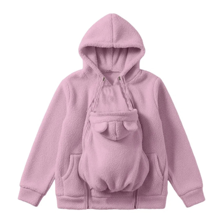 Soft Fleece Baby-Carrying Hoodie with Front Pouch