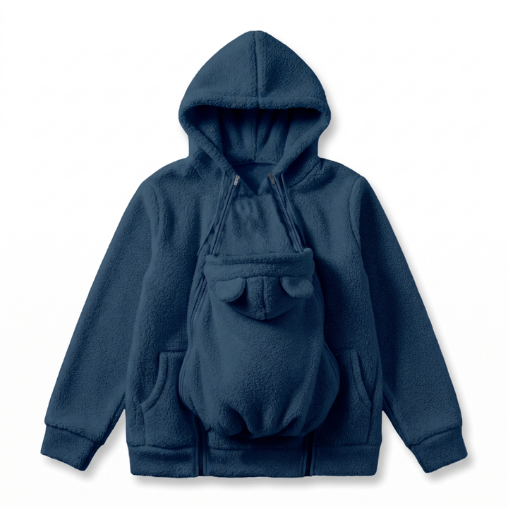 Cosy fleece baby-carrying hoodie with front pouch