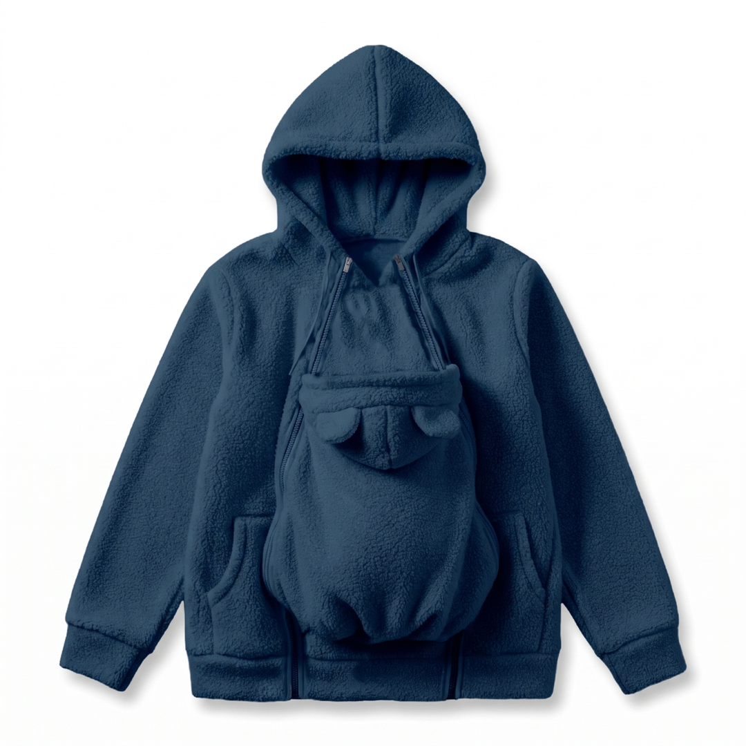 Cosy Sherpa Fleece Hoodie with Detachable Zip-On Baby Carrier Insert