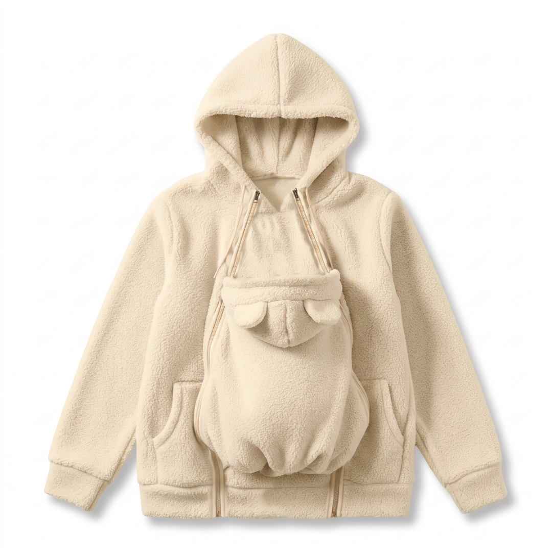 Soft Fleece Baby-Carrying Hoodie with Front Pouch