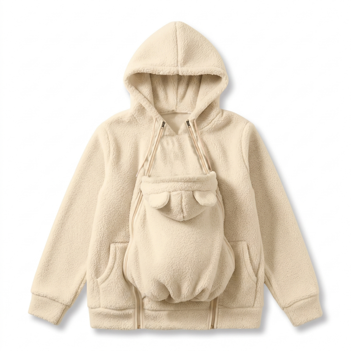 Soft Fleece Baby-Carrying Hoodie with Front Pouch
