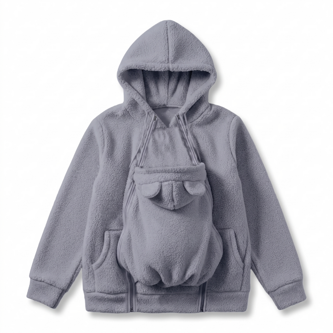 Soft Fleece Baby-Carrying Hoodie with Front Pouch