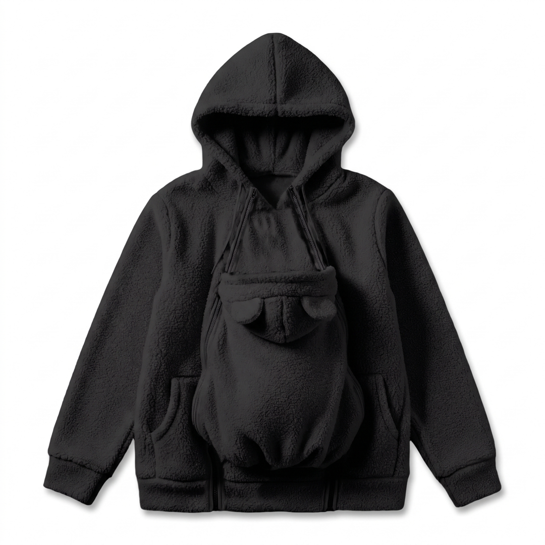 Soft Fleece Baby-Carrying Hoodie with Front Pouch