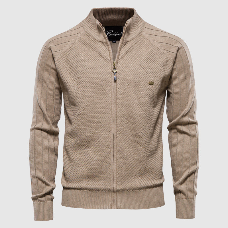 Zyan – Men's Full Zip Cardigan Sweater in Cotton