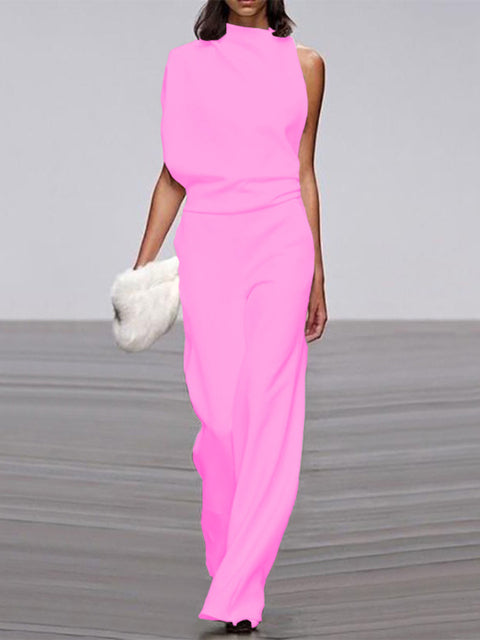 Sleeveless Jumpsuit with Open Back Effortless Elegance with a Contemporary Twist