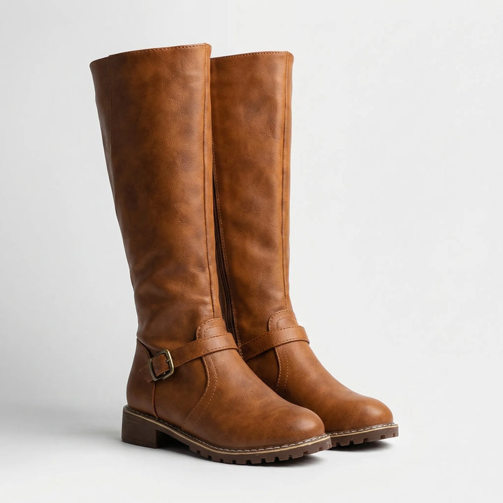 Knee-High Riding Boot with Buckle Fastening - Sheryl