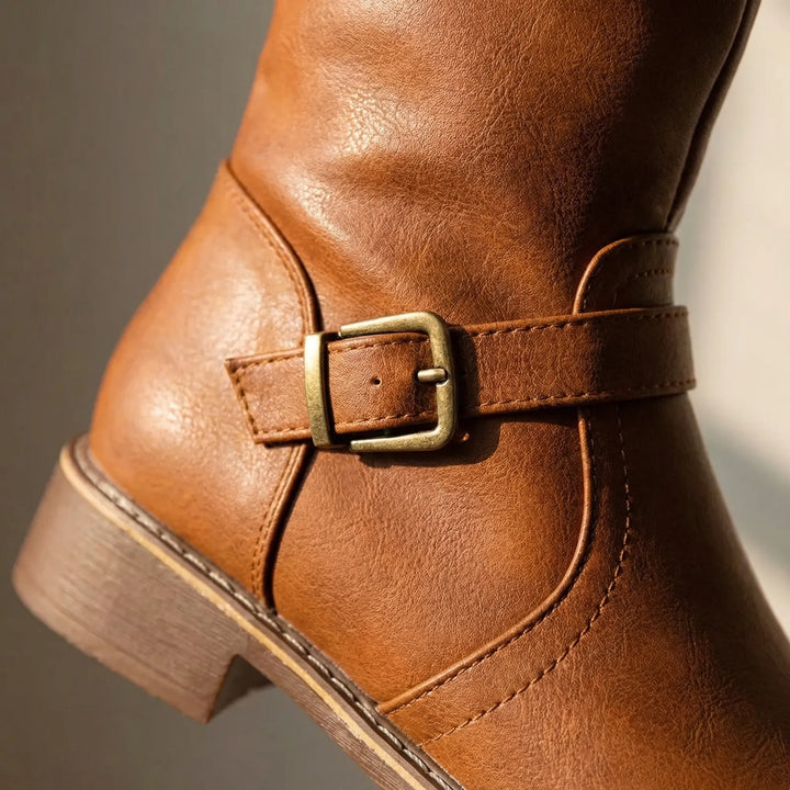 Knee-High Riding Boot with Buckle Fastening - Sheryl