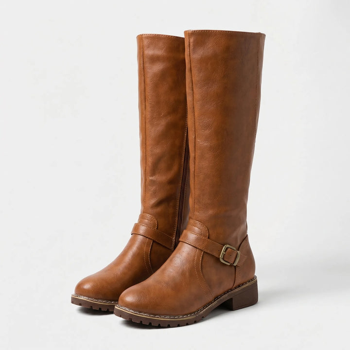 Knee-High Riding Boot with Buckle Fastening - Sheryl
