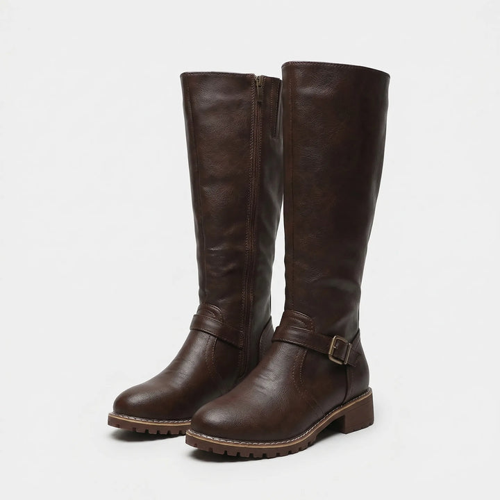 Knee-High Riding Boot with Buckle Fastening - Sheryl