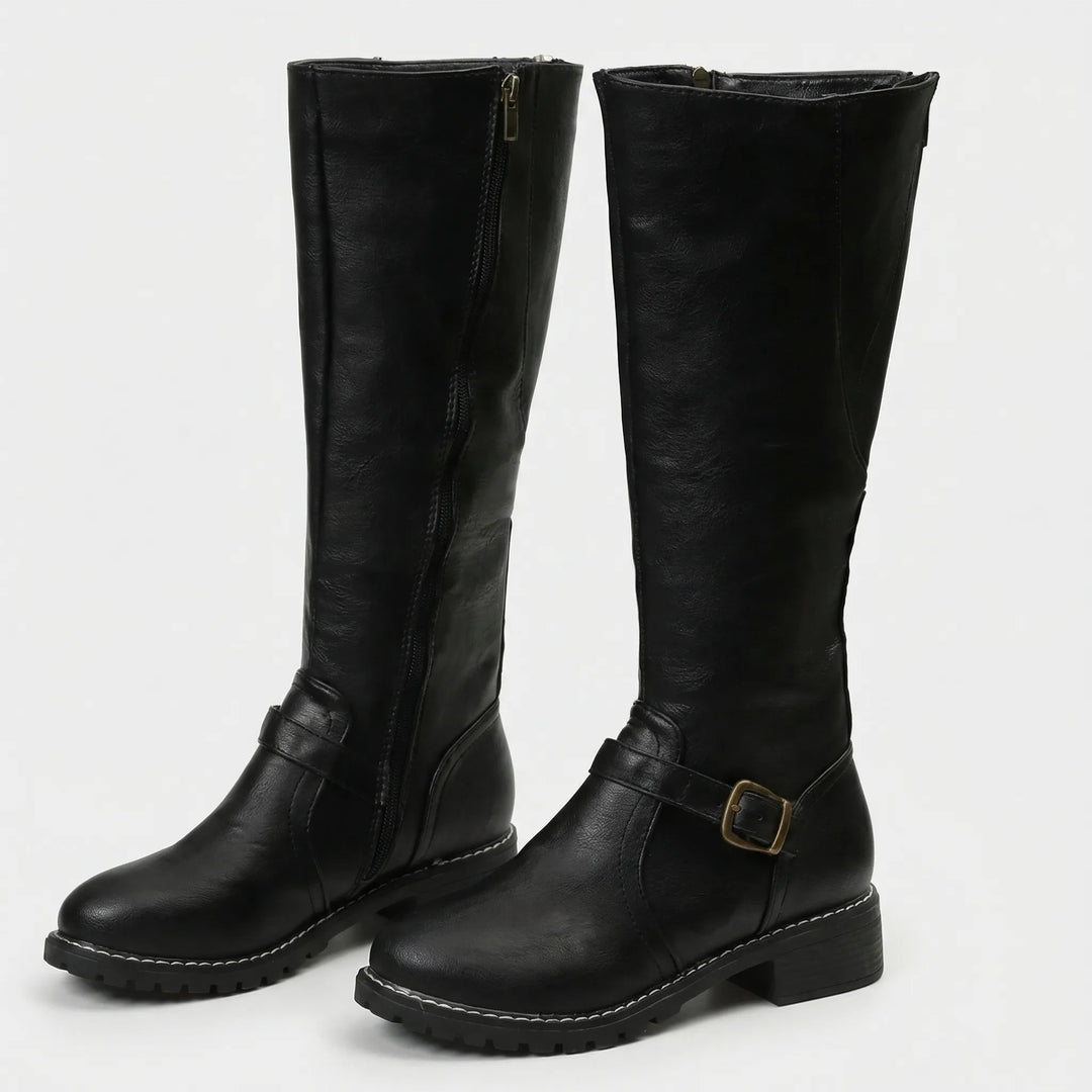 Knee-High Riding Boot with Buckle Fastening - Sheryl