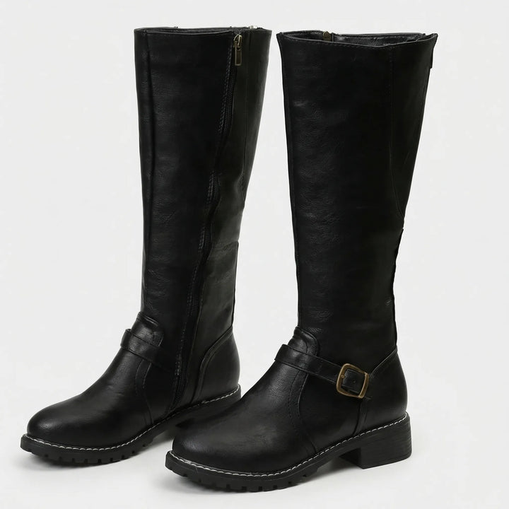 Knee-High Riding Boot with Buckle Fastening - Sheryl