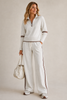 Knitted Two-Piece Set with Quarter-Zip Jumper and Wide-Leg Trousers