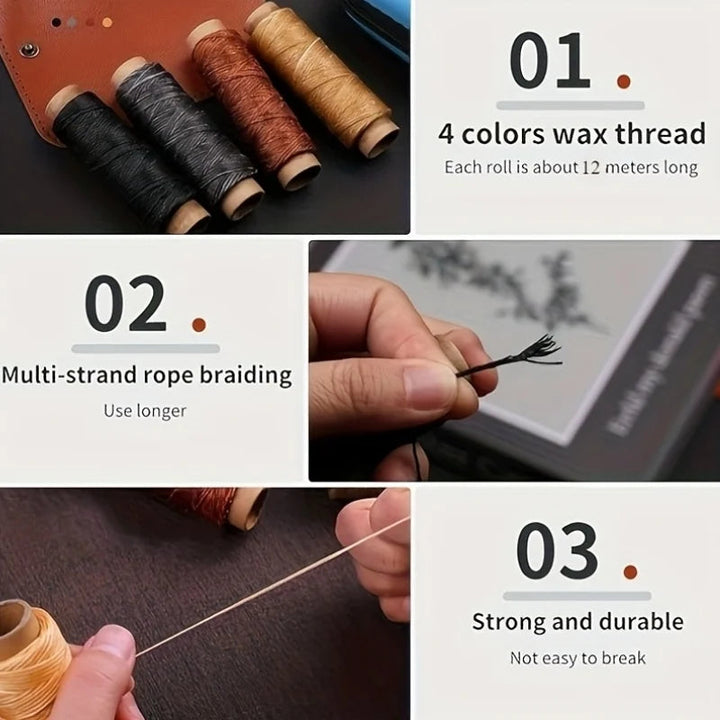 Leather Sewing Kit with Waxed Thread and Precision Needles