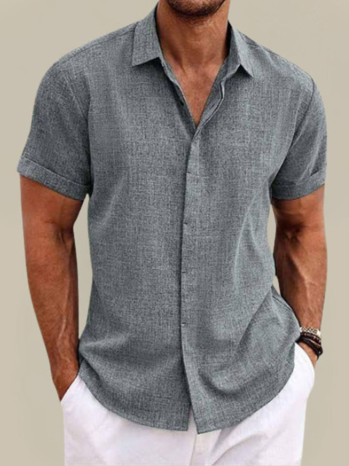 Men's Linen Short-Sleeved Shirt – Breathable, Lightweight Summer Shirt with Button Placket