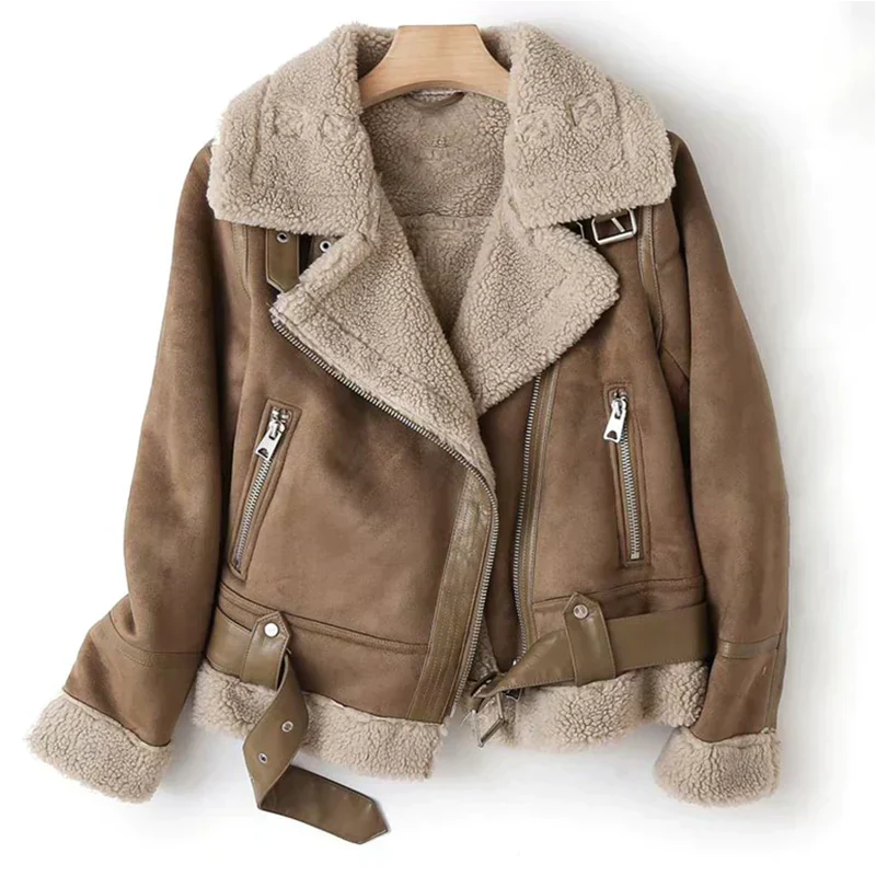 Women's Leather Jacket with Sherpa Lining - Naomi