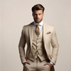 Breathable Three-Piece Men's Wedding Suit – Tailored, Formal Spring Fashion
