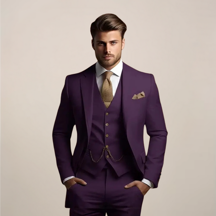 Breathable Three-Piece Men's Wedding Suit – Tailored, Formal Spring Fashion