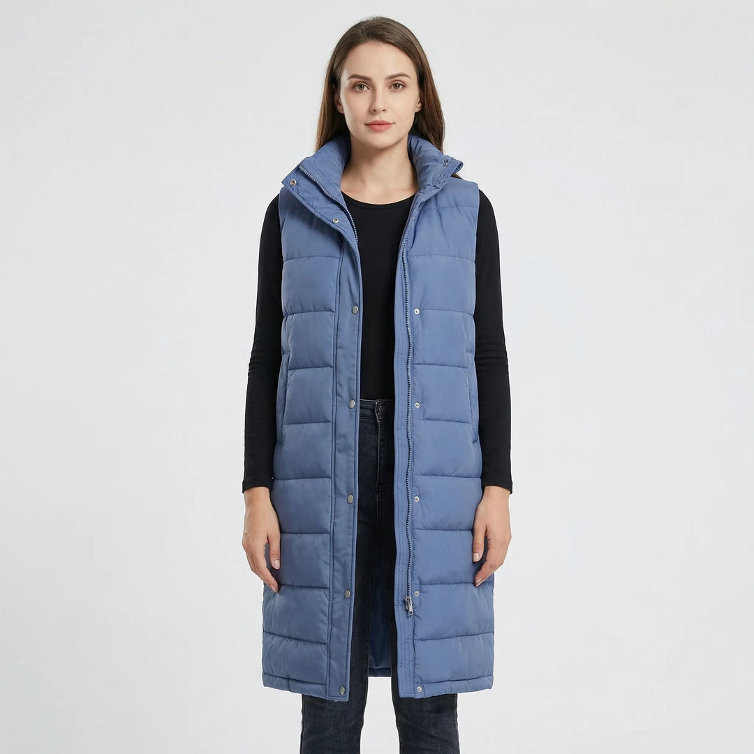 Midi-Length Padded Gilet - Hazel