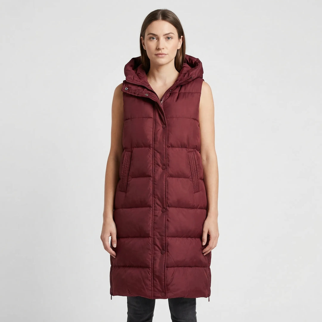 Midi-Length Padded Gilet - Hazel