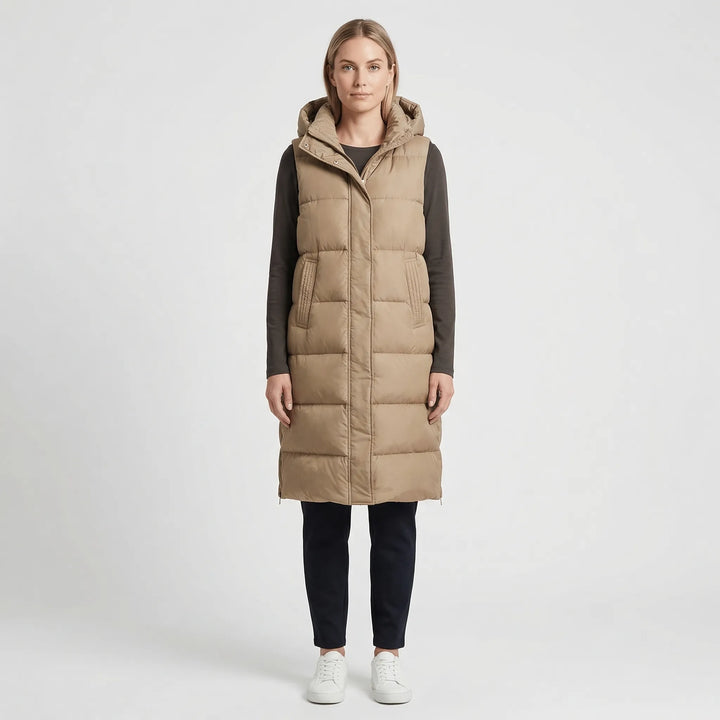 Midi-Length Padded Gilet - Hazel