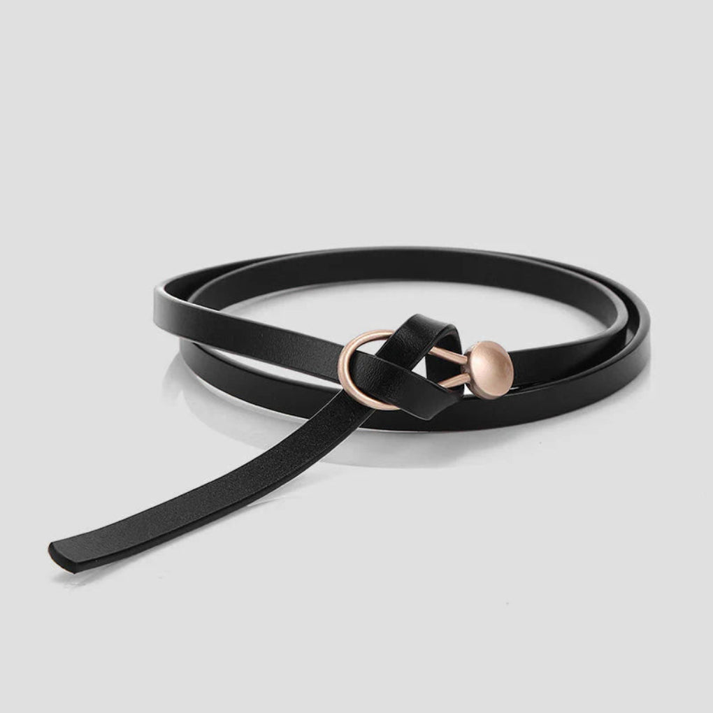 Women's Thin Faux Leather Bow Belt