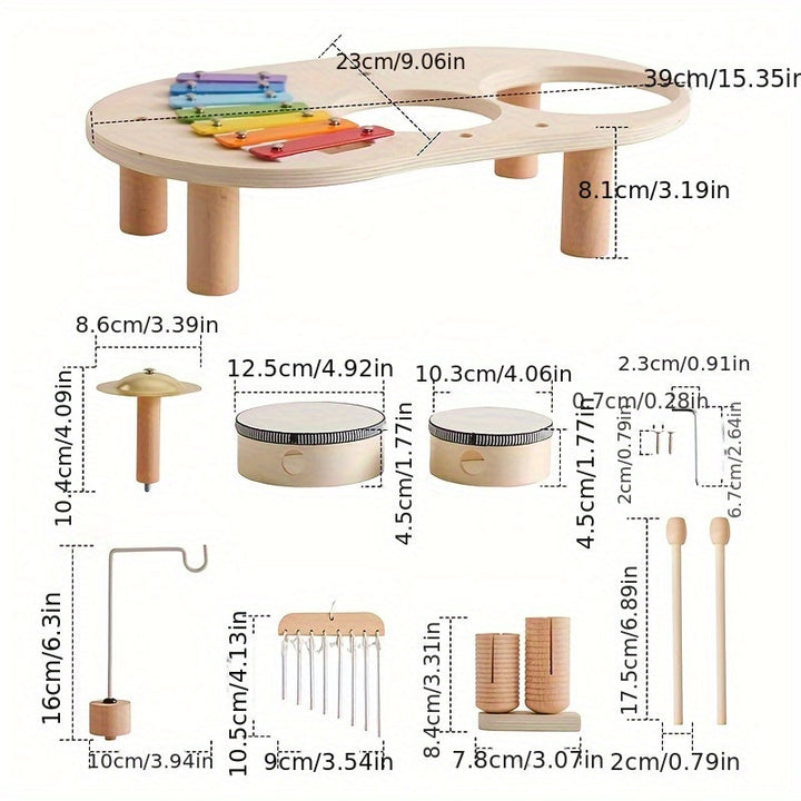 Wooden Montessori Music Table – All-in-One Musical Instrument Set for Children